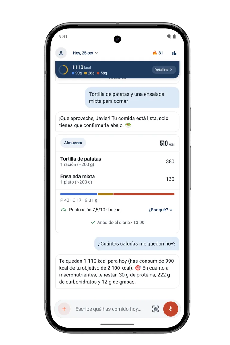 Escribe lo que has comido, como lo dirías