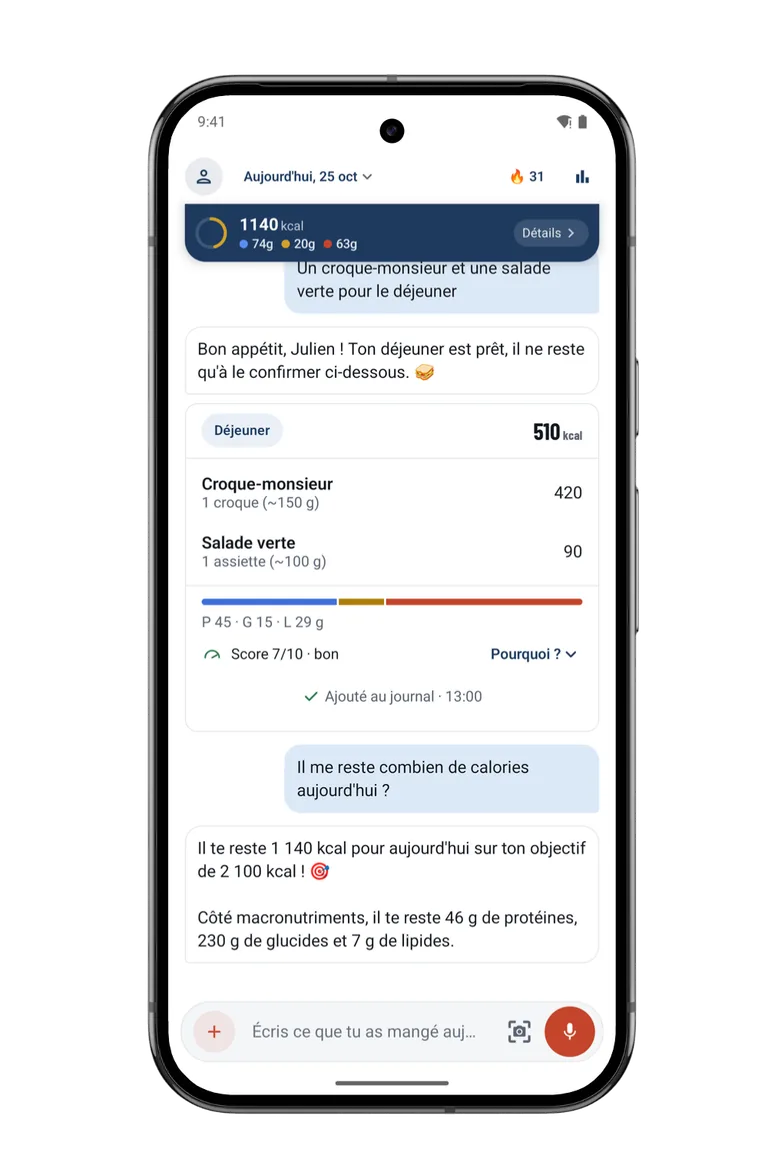 Écris ce que tu as mangé, comme tu le dirais